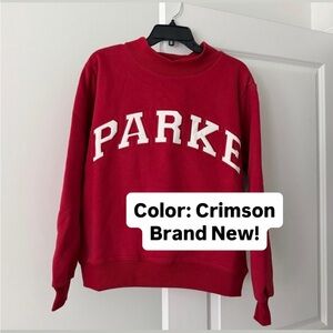 Parke Varsity Mockneck Sweatshirt Crimson + White NWT